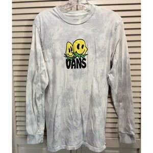 Vans T-Shirt Size Small Tie Dye Gray/White Graphic Logo‎ Long Sleeve Classic Fit
